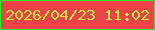 文字の大きさ：3、枠の色：2aee23、背景の色：ef4349、文字の色：c7f13e 無料ブログパーツのブログ時計