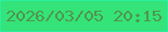 文字の大きさ：5、枠の色：2aefa0、背景の色：34e37a、文字の色：50964d 無料ブログパーツのブログ時計
