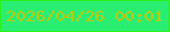 文字の大きさ：5、枠の色：2af01b、背景の色：29ee72、文字の色：bacc11 無料ブログパーツのブログ時計