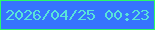 文字の大きさ：4、枠の色：2afa68、背景の色：3674fe、文字の色：58e3da 無料ブログパーツのブログ時計