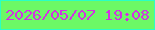 文字の大きさ：5、枠の色：2affc5、背景の色：6cf966、文字の色：d331e3 無料ブログパーツのブログ時計