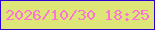 文字の大きさ：1、枠の色：2b01d8、背景の色：dee677、文字の色：fa76d2 無料ブログパーツのブログ時計