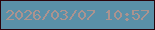 文字の大きさ：5、枠の色：2b030b、背景の色：5a90a8、文字の色：ac938f 無料ブログパーツのブログ時計