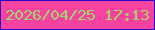 文字の大きさ：2、枠の色：2b05c9、背景の色：f842a2、文字の色：a1d667 無料ブログパーツのブログ時計
