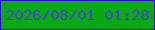 文字の大きさ：4、枠の色：2b0cc8、背景の色：0aa815、文字の色：394eb8 無料ブログパーツのブログ時計