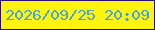 文字の大きさ：2、枠の色：2b0e75、背景の色：fff410、文字の色：44a5dd 無料ブログパーツのブログ時計