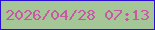 文字の大きさ：5、枠の色：2b0ed6、背景の色：a5c697、文字の色：c759a4 無料ブログパーツのブログ時計