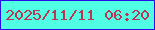 文字の大きさ：2、枠の色：2b0fea、背景の色：4ffee3、文字の色：ba3654 無料ブログパーツのブログ時計