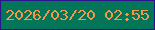 文字の大きさ：2、枠の色：2b1389、背景の色：03765a、文字の色：f49847 無料ブログパーツのブログ時計