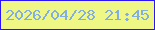 文字の大きさ：5、枠の色：2b14f5、背景の色：eff785、文字の色：83aee3 無料ブログパーツのブログ時計