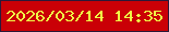 文字の大きさ：5、枠の色：2b1938、背景の色：ca0006、文字の色：effc46 無料ブログパーツのブログ時計