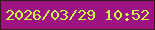 文字の大きさ：2、枠の色：2b1f0e、背景の色：9e1382、文字の色：cdfa4a 無料ブログパーツのブログ時計