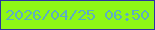 文字の大きさ：5、枠の色：2b34a1、背景の色：8ef816、文字の色：5daec1 無料ブログパーツのブログ時計
