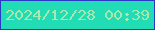 文字の大きさ：3、枠の色：2b37c5、背景の色：22dcb6、文字の色：aae8ad 無料ブログパーツのブログ時計