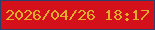 文字の大きさ：5、枠の色：2b416b、背景の色：d4101b、文字の色：e3ac2b 無料ブログパーツのブログ時計