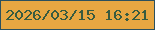 文字の大きさ：5、枠の色：2b505e、背景の色：e7a742、文字の色：375b40 無料ブログパーツのブログ時計