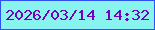 文字の大きさ：4、枠の色：2b52f3、背景の色：89f3ef、文字の色：7203bc 無料ブログパーツのブログ時計