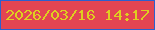 文字の大きさ：4、枠の色：2b60ce、背景の色：e34552、文字の色：decf20 無料ブログパーツのブログ時計