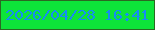文字の大きさ：3、枠の色：2b6822、背景の色：0de439、文字の色：168cf3 無料ブログパーツのブログ時計