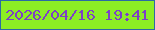 文字の大きさ：5、枠の色：2b6ba4、背景の色：8cee24、文字の色：7d40c6 無料ブログパーツのブログ時計