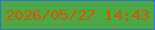 文字の大きさ：5、枠の色：2b72d1、背景の色：4da944、文字の色：d65305 無料ブログパーツのブログ時計
