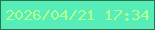 文字の大きさ：2、枠の色：2b7349、背景の色：57edb8、文字の色：b0ff92 無料ブログパーツのブログ時計
