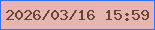 文字の大きさ：3、枠の色：2b74fe、背景の色：e6b5ae、文字の色：634538 無料ブログパーツのブログ時計