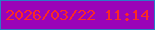 文字の大きさ：4、枠の色：2b7bc6、背景の色：9a04b8、文字の色：fa2a26 無料ブログパーツのブログ時計