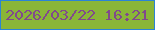 文字の大きさ：2、枠の色：2b84d5、背景の色：8ab637、文字の色：814a8c 無料ブログパーツのブログ時計