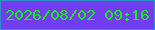 文字の大きさ：1、枠の色：2b8ec7、背景の色：723cf0、文字の色：16f016 無料ブログパーツのブログ時計