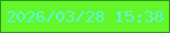 文字の大きさ：4、枠の色：2b9710、背景の色：64f62b、文字の色：5af7db 無料ブログパーツのブログ時計