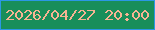 文字の大きさ：1、枠の色：2b97e5、背景の色：188e5a、文字の色：f6b493 無料ブログパーツのブログ時計