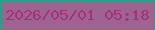 文字の大きさ：1、枠の色：2b9e8a、背景の色：9e6390、文字の色：a53178 無料ブログパーツのブログ時計