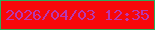 文字の大きさ：3、枠の色：2bac5b、背景の色：f7070a、文字の色：b837b0 無料ブログパーツのブログ時計