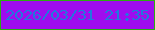 文字の大きさ：3、枠の色：2bae11、背景の色：9e0dee、文字の色：2078de 無料ブログパーツのブログ時計