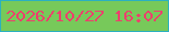 文字の大きさ：5、枠の色：2bb0c0、背景の色：77c95a、文字の色：ed3f6d 無料ブログパーツのブログ時計