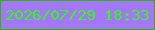 文字の大きさ：5、枠の色：2bb801、背景の色：a477f9、文字の色：32fa18 無料ブログパーツのブログ時計