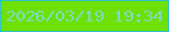 文字の大きさ：5、枠の色：2bc2cd、背景の色：6fe004、文字の色：7addce 無料ブログパーツのブログ時計