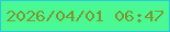文字の大きさ：5、枠の色：2bc7db、背景の色：4bf994、文字の色：7b972f 無料ブログパーツのブログ時計