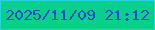 文字の大きさ：1、枠の色：2bd1da、背景の色：07cf8c、文字の色：194eca 無料ブログパーツのブログ時計