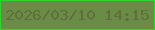 文字の大きさ：2、枠の色：2bd72a、背景の色：6a8c47、文字の色：5e6f3b 無料ブログパーツのブログ時計