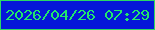 文字の大きさ：1、枠の色：2bd963、背景の色：0517d9、文字の色：21e66c 無料ブログパーツのブログ時計