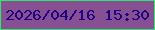 文字の大きさ：3、枠の色：2be96c、背景の色：865092、文字の色：210282 無料ブログパーツのブログ時計