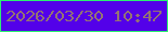 文字の大きさ：2、枠の色：2bf071、背景の色：5301e9、文字の色：947373 無料ブログパーツのブログ時計