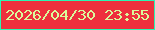 文字の大きさ：4、枠の色：2bf5b2、背景の色：ee303d、文字の色：daf99c 無料ブログパーツのブログ時計