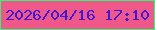 文字の大きさ：2、枠の色：2bf778、背景の色：ef5889、文字の色：3d1ad7 無料ブログパーツのブログ時計