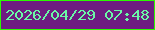 文字の大きさ：2、枠の色：2bf800、背景の色：6e1b81、文字の色：6af7a6 無料ブログパーツのブログ時計