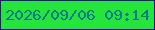 文字の大きさ：1、枠の色：2c05a5、背景の色：25e53b、文字の色：067691 無料ブログパーツのブログ時計