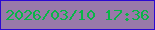 文字の大きさ：3、枠の色：2c09d1、背景の色：9979a9、文字の色：08b647 無料ブログパーツのブログ時計