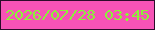 文字の大きさ：1、枠の色：2c0c2a、背景の色：f653b6、文字の色：8af338 無料ブログパーツのブログ時計